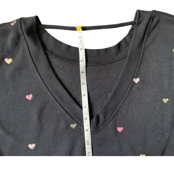 Vintage Havana Black Embroidered Heart Open Back Sweatshirt - Small - Picture 9 of 15